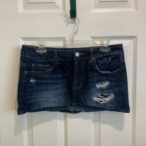 Distressed Denim Mini Skirt